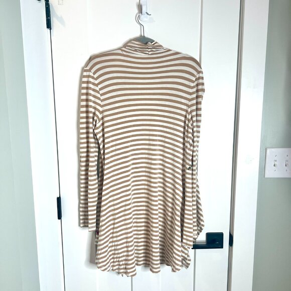 Soft Surroundings Striped Long-Lined Waterfall Cardigan Floral Embroidered Boho - Picture 6 of 6